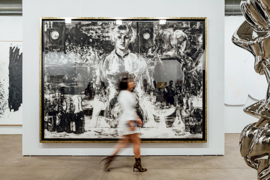 Visitors explore an exhibit at EXPO CHICAGO