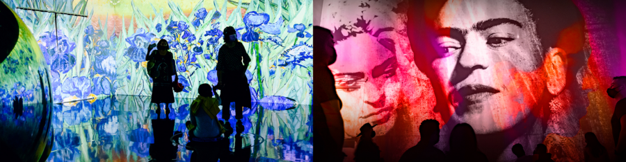 Images from the Immersive Van Gogh and the Immersive Frida Kahlo exhibit in Chicago