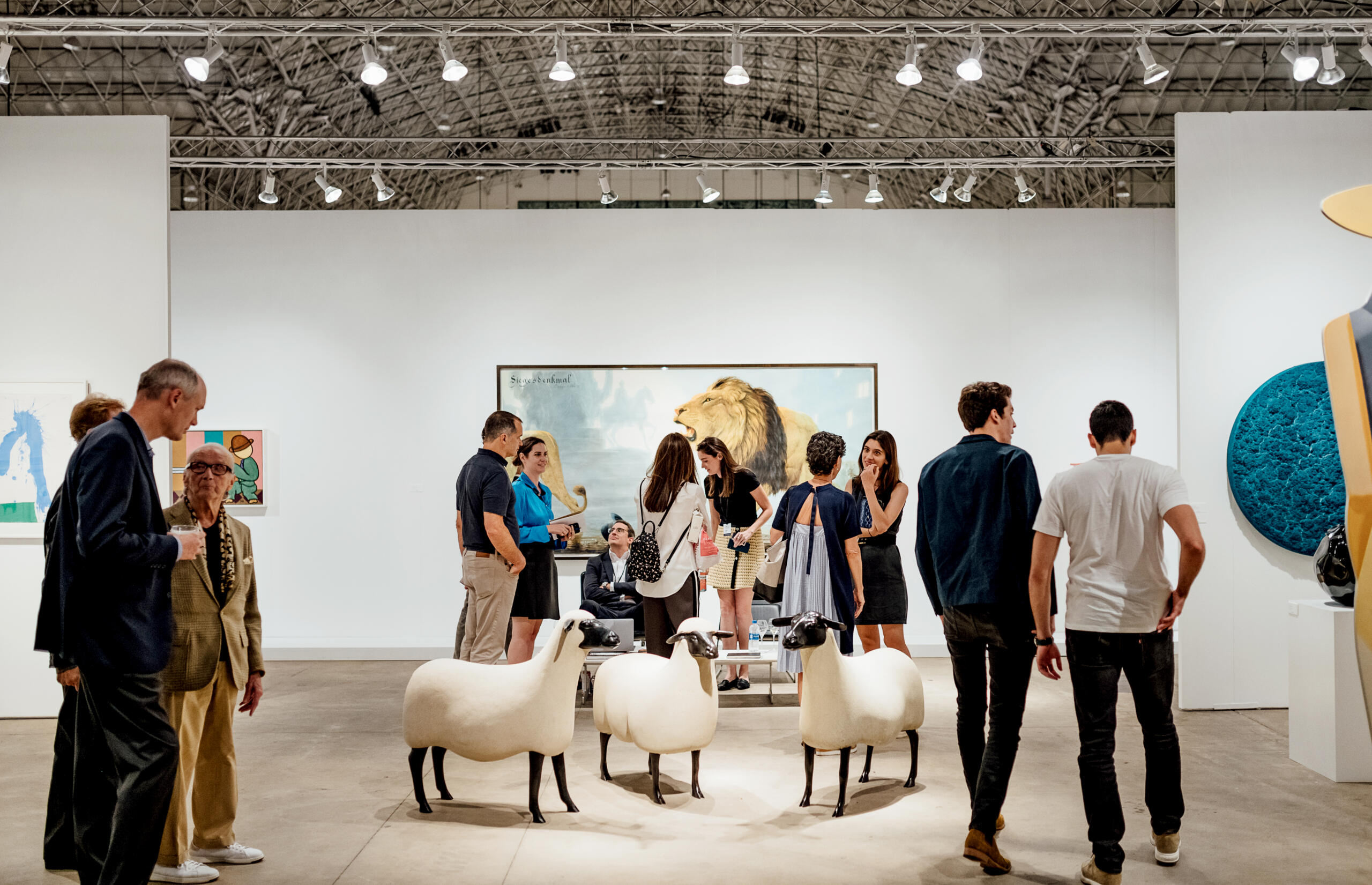 Visitors explore an exhibit at EXPO CHICAGO