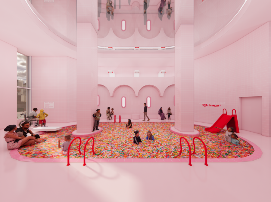 A rendering of the sprinkle pool at the Museum of Ice Cream